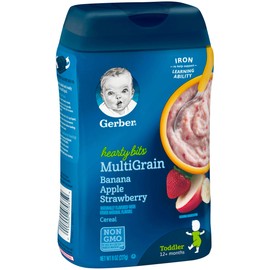 Gerber Baby Cereal Hearty Bits Multigrain Cereal Banana Apple Strawberry, 8 Ounce (Pack of 3)