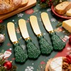 Christmas Tree Spreader Knife Set, Gold Stainless Steel Butter Knives,