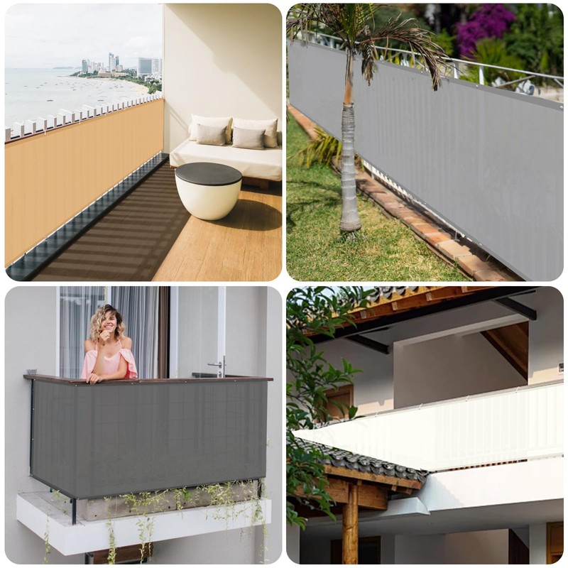 Sunnylaxx Balcony Privacy Screen 90 x 400 cm, Cream White
