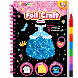 FUNNYB&G Foil Art Kids Arts & Craft Activity: Creative Travel Toy for DIY Activity, Craft Set Kids | Gift Girls 4 5 6 7 8 9 Years (Fancy Dress)