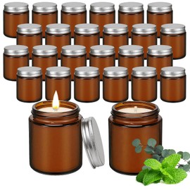 Trxvxo 24 PCS 6oz Bulk Mini Scented Soy Candles Gift Set, Eucalyptus Mint Aromatherapy Mason Jar Candles, Long-Lasting Relaxing Candle Favors, Ideal for Home Decor & Holiday Wedding Bulk Gifts