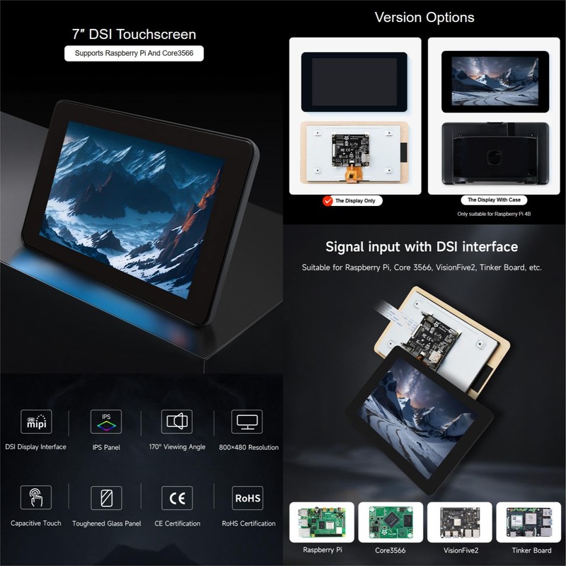 LUCKFOX Raspberry Pi Screen 7 Inch DSI Touch Screen for