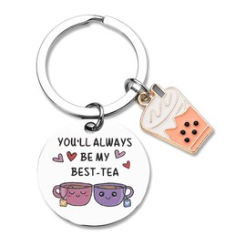 Fun Best Friend Keychain Gifts for Women Friends Friendship Keychain Bubble Tea Lover Gifts for Work Friend Leaving Gifts You’ll Always Be My Best-Tea Bestie Keyring for Best Friends Birthday Gift