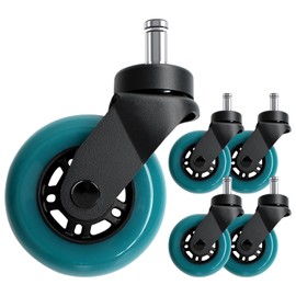 Office Chair Caster Wheels Set of 5 Heavy Duty & Safe for All Floors Including Hardwood 2" Rubber Replacement for Desk Floor Mats(Black)