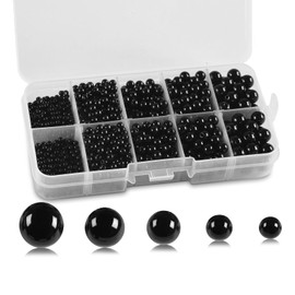 1380 Pieces Black Beads, Craft Beads, Small Bead Set, Round Beads for Threading, Spacer Beads Set for Bracelets, 3/4/5/6/8 mm for DIY Jewellery Making, Necklaces, Crafts