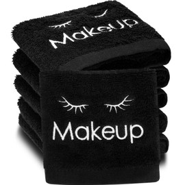 Shimeyao 6 Pcs 13 x 13 Inch Black Makeup Washcloths Reusable Make up Towels Cotton Cosmetic Towels Water Absorbent Face Washcloths for Women Skin Care
