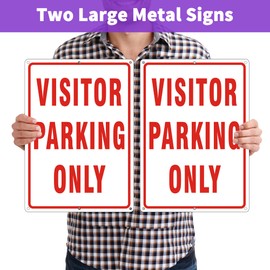 Visitor Parking Only Sign, 2 Pack Guest Parking Only Reflective Aluminum Metal Signs for outside, Weather Resistant and Easy to Install (18 x 12 inches)