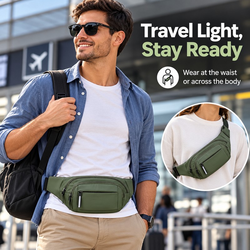 Running Waist Bag with Zippered Pockets – Slim Travel Money