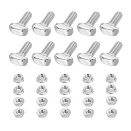 PATIKIL M6x16 Hammer Head Bolt T Screw, 10 Pcs T Slot Drop in Bolt Hammer Head Bolts with 10 Pcs Hexagon Flange Nuts for 3030 Series European Standard Aluminum Profile