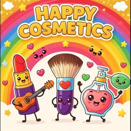 Happy Cosmetics: Coloring Book for kids, 50 Big image Bold and easy for cheldren girls and boys âges 3-9, fun and funny design