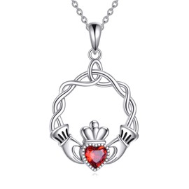 ONEFINITY Celtic Chain 925 Sterling Silver Claddagh Pendant Celtic Knot Cross Necklace Lucky Charm Irish Jewellery Gift For Women, Silver, Cubic Zirconia