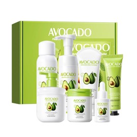 Avocado Skincare Set, 8-In-1 Skin Care Gift Set with Facial Cleanser, Repair Cream, Cleansing Mousse, Vegan Mist, Hand Cream, Essence Liquid, Body Lotion, Face Mask, Skin Care Kit for Women Teen Girls