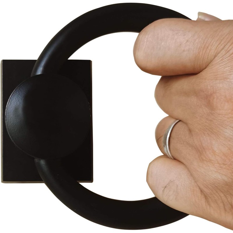 trust4care 3-3/4" Matte Black Rotating Barn Door Pull Handle, Flush