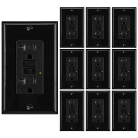 10 Pack-GFCI Outlet 20 Amp,Self-Test,Electrical Outlet with Thinner Design,WR Weather Resistant GFCI Receptacle,Ground Fault Circuit Interrupters,Indoor or Outdoor Use,UL Listed (10, Black, 20Amp)
