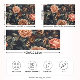 BOENLE Satin Pillowcase for Hair and Skin Leopard Flowers Silk Pillow Cases Standard Size-20''x26'' Pillow Covers