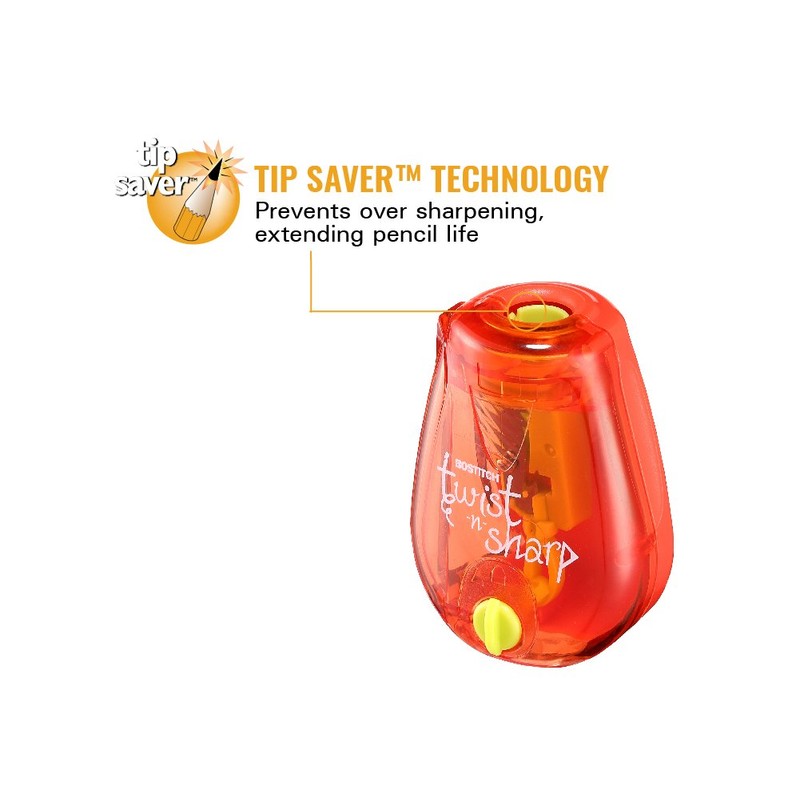 Bostitch Twist-n-Sharp Pencil Sharpener, 2-Pack, For Kids & Colored Pencils,