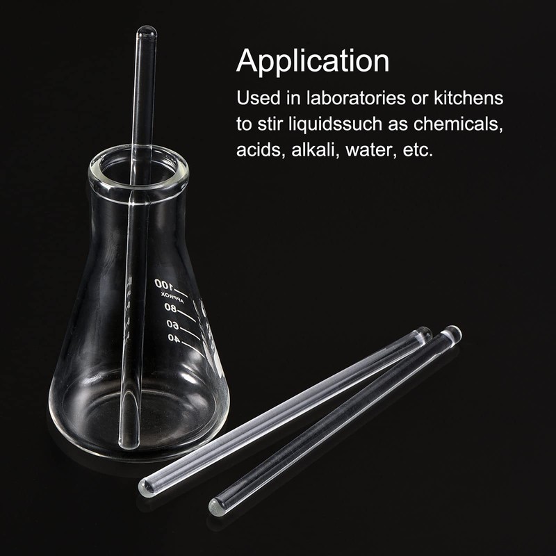 sourcing map Borosilicate Glass Stirrers with Both Ends Round for