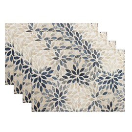 Snycler Table Runner Navy Blue Dahlia Pinnata Flower Table Runners Modern Elegant Pompon Farmhouse Geometric Table Center White Linen Decor for Home Dining Party Entrance (12x18 Inch,Set of 4)