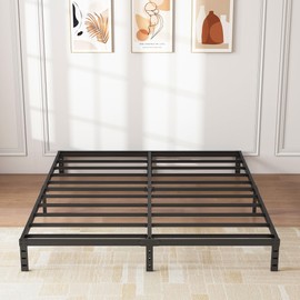 ALDRICH 10 Inch Metal King Size Bed Frame - Double Black Basic Steel Slats Platform, Easy Assembly Heavy Duty Noise Free Bedframes, No Box Spring Needed