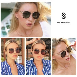 SOJOS Retro Aviator Square Polarized Sunglasses For Women Men,Vintage Women's Sun Glasses Shades UV400 SJ2180 with Tortoise Grey Lens