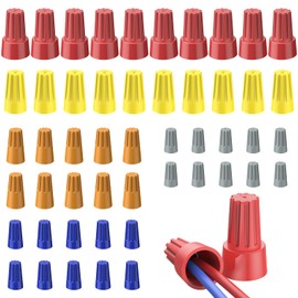 Uniclife Pack of 50 Cable Screw Connectors, Electrical Connection Caps with Spring, Small Cable Screw Connector Assortment Box for 10-22 AWG Cable, Coloured Twist Connectors for Quick Connection