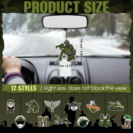 Siifert 12 Pcs Christmas Car Air Freshener Military Car Paper Fragrance Hanging Soldier Camouflage Air Freshener Interior Accessories Car Mirror Pendant Ornament for Xmas Tree Military Party Decor