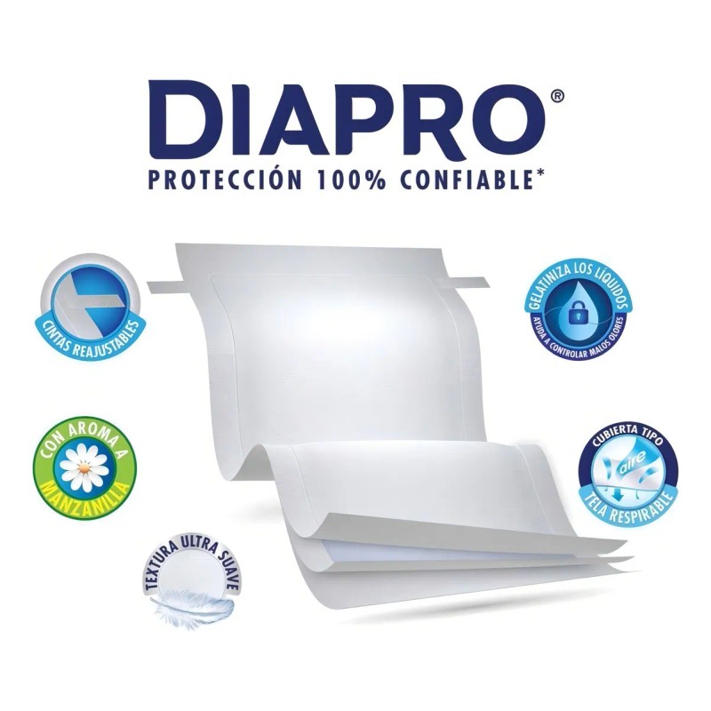 Diapro Gel Pañales Predoblado Para Adultos 40 Pieza Unitalla