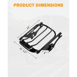 PBYMT Gloss Black Detachable Two up Mounting Luggage Rack Compatible for Harley Touring Street Glide Road King Electra Glide 2009-2024 (Vivid Black)