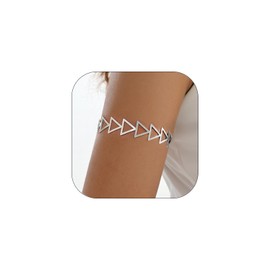 Upper Arm Cuff for Women Minimalist Adjustable Arm Band Gold Silver Arm Cuff Hollow Multi-Layer Arm Bracelet Upper Arm Metal Arm Cuff Bangle for Women (Silver Triangle)