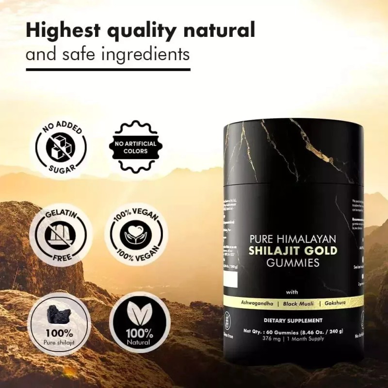 100% Pure Himalayan Shilajit Gummies Immune Support w/ AshwagandhaCha