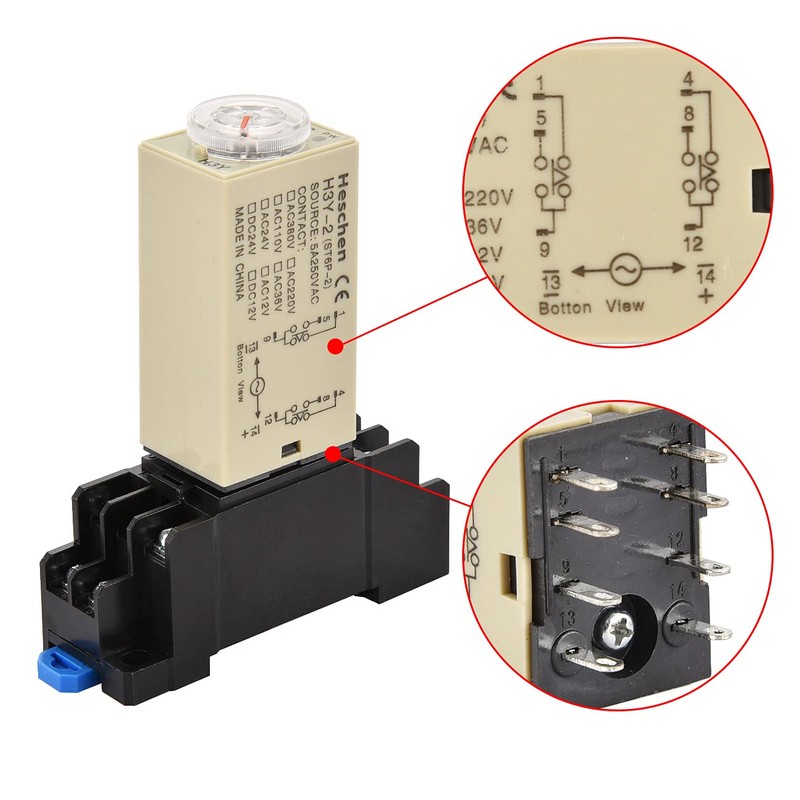 Heschen Timer Delay Relay H3Y-2 12VDC 0-10 Minute 250VAC 5A