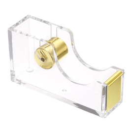 PATIKIL Tape Dispenser, Tape Dispenser Desk Cute Tape Desk Dispenser Holder Weighted Transparent Acrylic Weighted Heavy for Tape Office Desktop, Gold