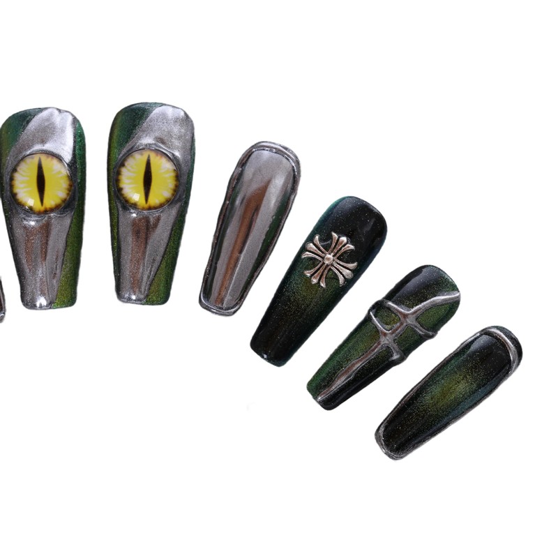 PN-021 Press-On Nails Lacquered Pack of 10 Reusable Artificial Premium