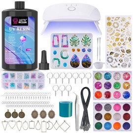 LET'S RESIN UV Resin Kit with Lamp, 153Pcs Resin Jewelry Making Kit with 250g Crystal Clear Low Odor UV Resin, UV Lamp, Resin Accessories, Epoxy Resin Starter Kit for Keychain, Jewelry, Home Decor