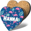 1 x Heart Coaster - Name Hanna Tropic Flamingo Palm