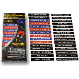 "Magnetic" Tool Box - Tool Chest Organizer Labels (Blue Edition) organize boxes, drawers & cabinets"Quick & Easy", fits all brands of 'Steel' tool chest Craftsman, Snap-on, Mac