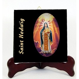 Gifts by Lulee, LLC Saint Hedwig Saint Hedwig of Andechs Patron of Berlin Porcelain Tile Plaque or Altar Ready for Hanging Interior Exterior or for Display with Easel Included