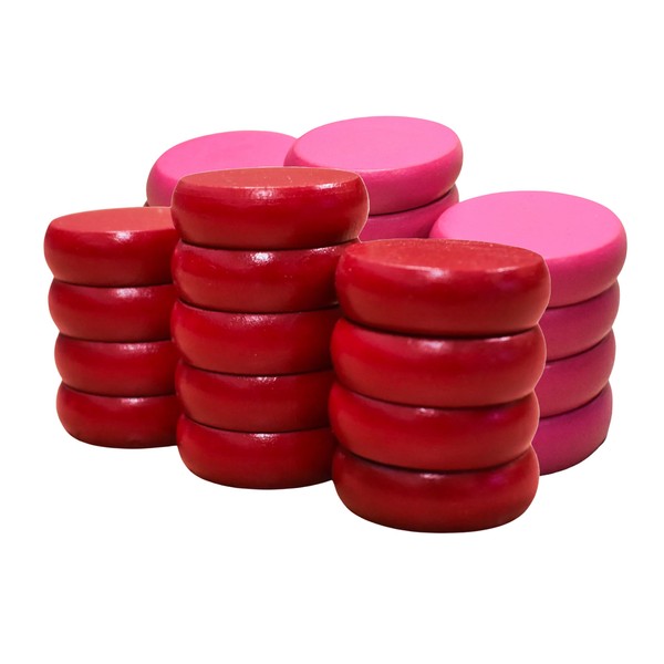 26 Pink and Red Crokinole Discs – Full Set (Large