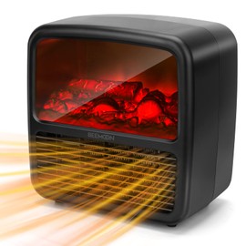 Space Heater, Energy Efficient Space Heater for Indoor Use Office Room, Portable Personal Small Ceramic Electric Heater with Fast Heating, Fireplace Flame Effect, Overheat & Tip Over Protection Black