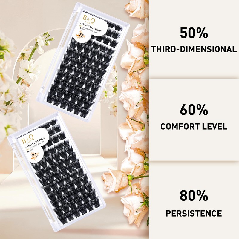Cluster Lashes D Curl 12mm 72 Clusters B&Q Lash Clusters