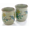 九谷焼 [Couple Tea Bowls] 金糸 Plum and birds "Back Picture"