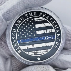 Thin Blue line Saint Michael Law Enforcement Challenge Coins - Inspirational Gift for Law Enforcement Officer