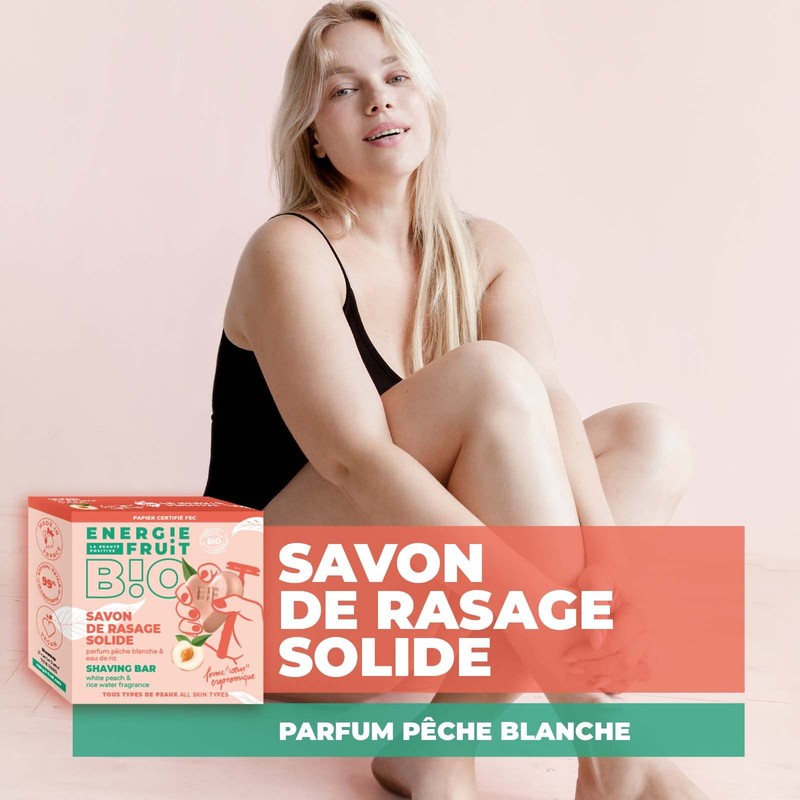 Energy Fruit Solid Shaving Soap Organic Certified by Ecocert White