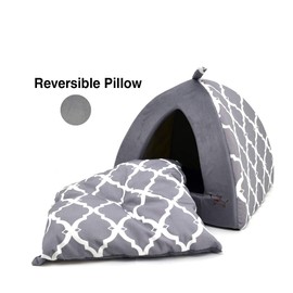 Linen Tent Bed for Pets - Gray Lattice, X-Large