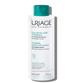 Uriage Agua Micelar termal para piel mixta a grasa 500ml – desmaquilla, purifica y matifica – con extracto de manzana verde, agua termal y patente LN MODUL