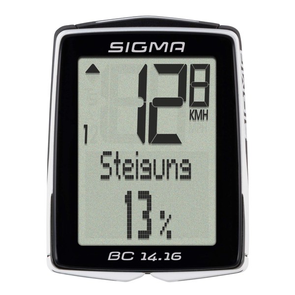 Sigma BC 14.16 STS Digital Wireless Bicycle Computer w/Optional Cadence | Altitude Functions - Slope| Auto Start/Stop | IPX8 Water Resistant (BC 14.16 STS Without Cadence) (Black Without Cadence)