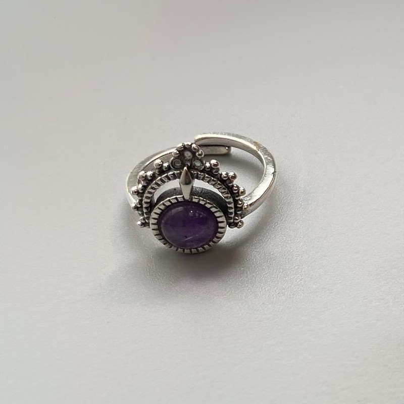 VIE Vintage Bali Sphere Ring, Amethyst