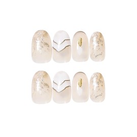 SEMTIM Nail Tips, 24 Pieces, Medium, Short False Nails, Short Nail Tips, Medium Long, Popular, Japanese Style, Cute, Simple, Stylish, Adult Ceremonies, School Entrance Ceremonies, Graduation