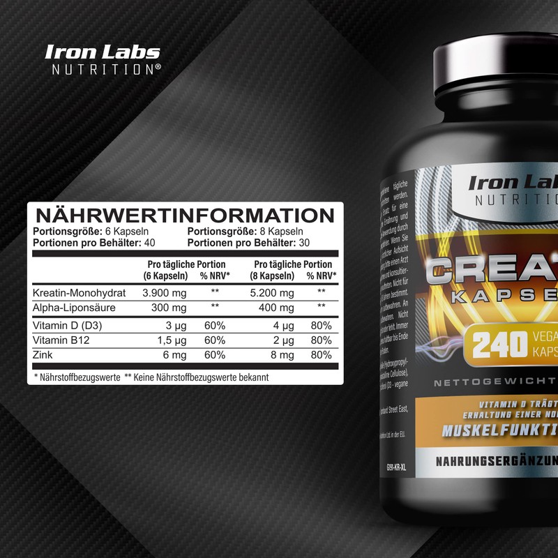 Creatine Capsules - Creatine Monohydrate - 4,206 mg per serving