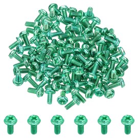 PATIKIL 8-32 x 5/16 Inch Thread Ground Screws, 100 Pack Green Electrical Grounding Screw Hex Phillips Head Flanged for Home Electrical Lamp
